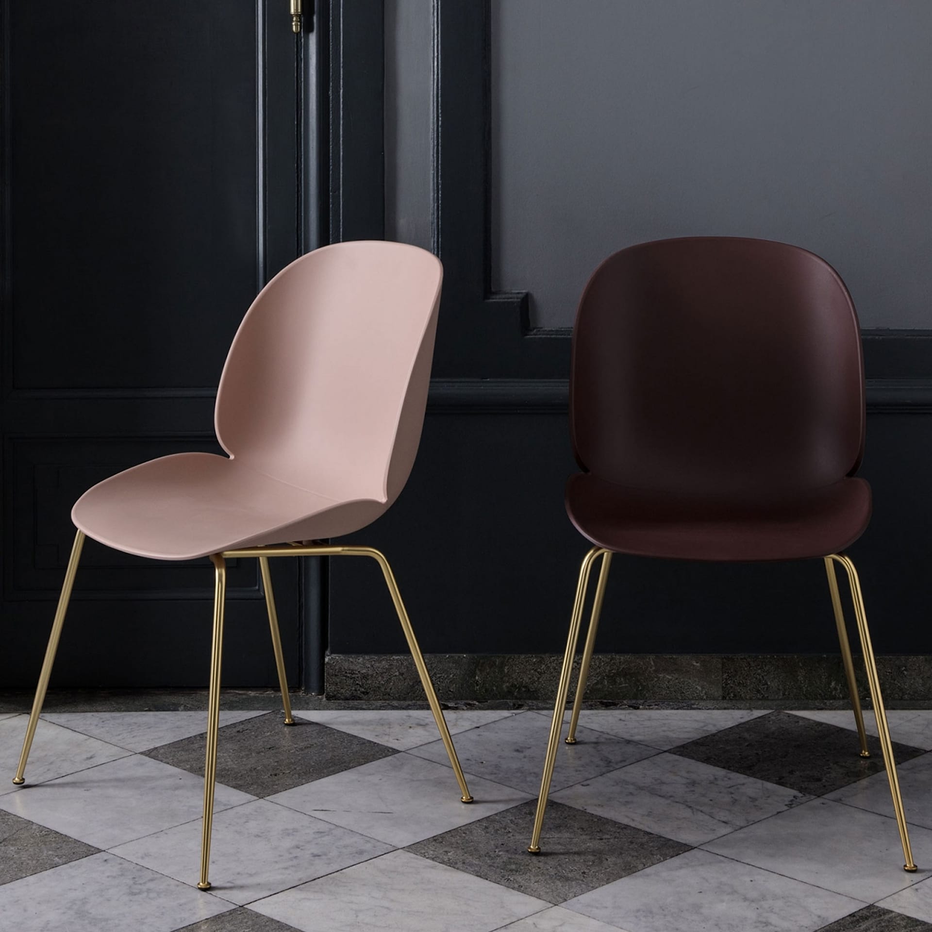 Beetle Dining Chair Conic Base Brass - Un-Upholstered - Gubi - GamFratesi - NO GA