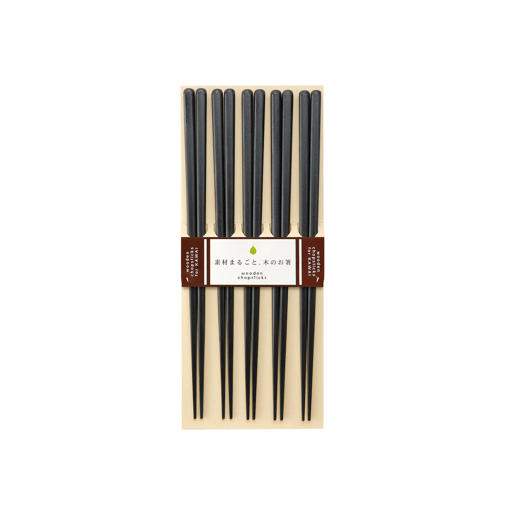 Kawai Plain Wood Chopsticks Black - Set of 5 - Kawai - NO GA