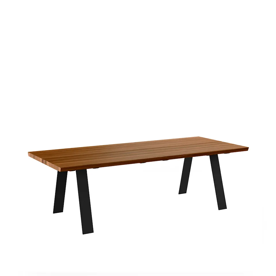 GM 3200 Plank Table, 180 x 100 cm, Tabletop Oiled Walnut, Without additional top, Base in black powder coated steel