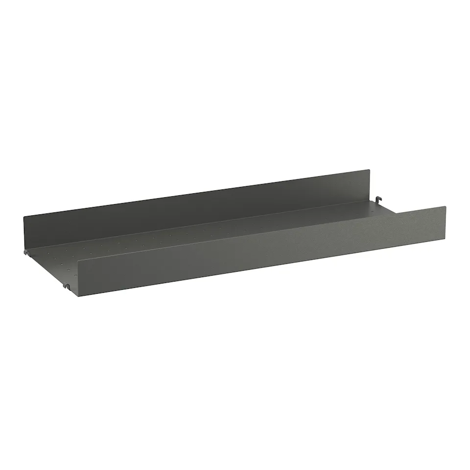 Metalhyldeplade 78x30cm hög kant mørkegrå