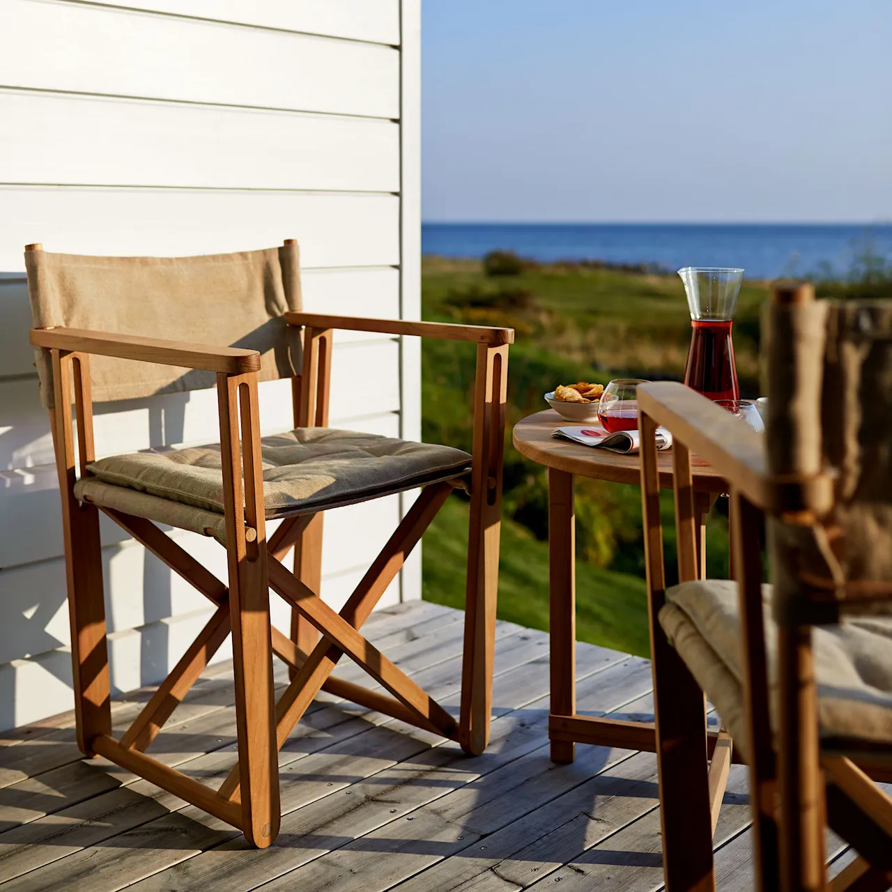 Kryss Lounge Chair, Teak, Beige Papyrus Fabric