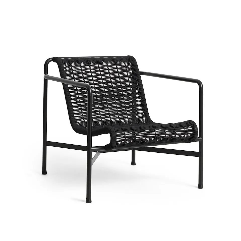 Palissade cord low lounge chair - Anthracite powder coated steel