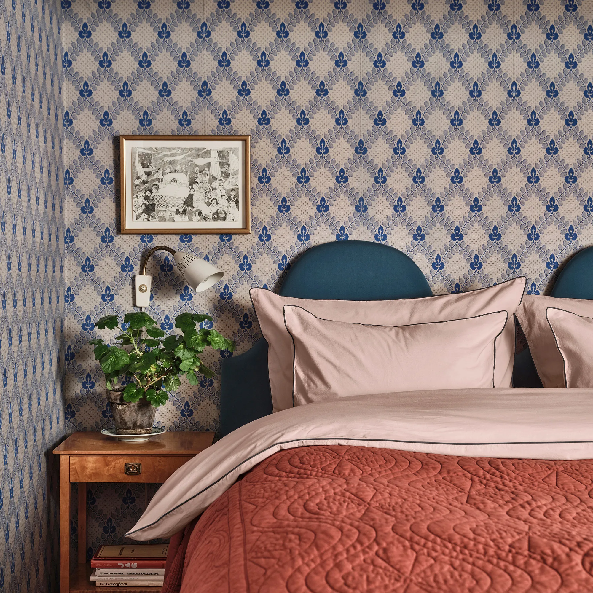 Powder Pink/Dark Blue pussilakanasetti - 5