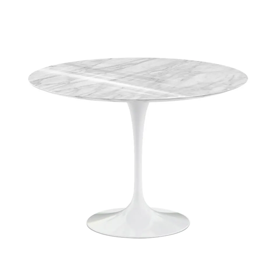 Saarinen Round Table - Dining table, Ø 107 cm, White base, matt Statuarietto marble top