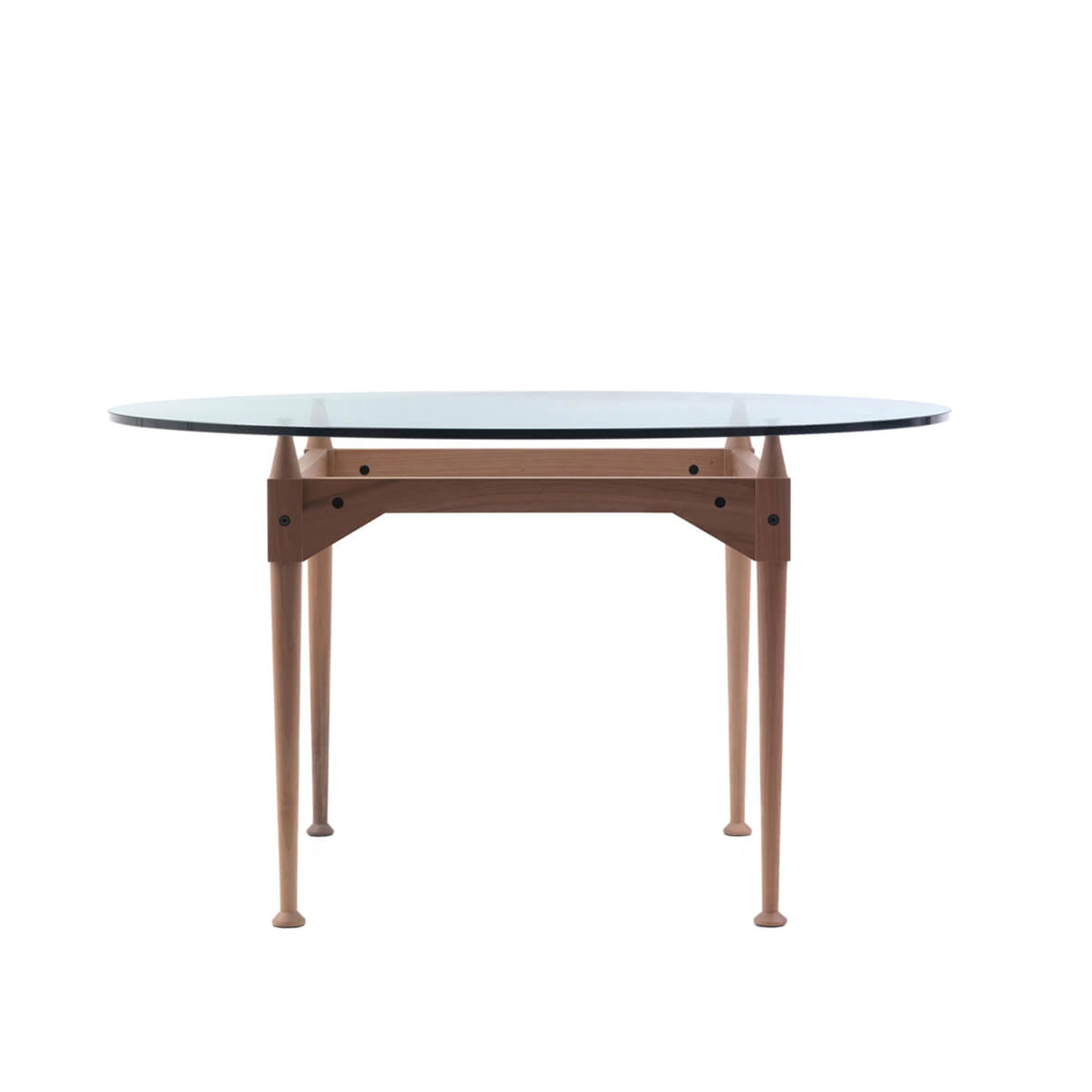 La Rotonda Table with Glass Top and Walnut Wood Base