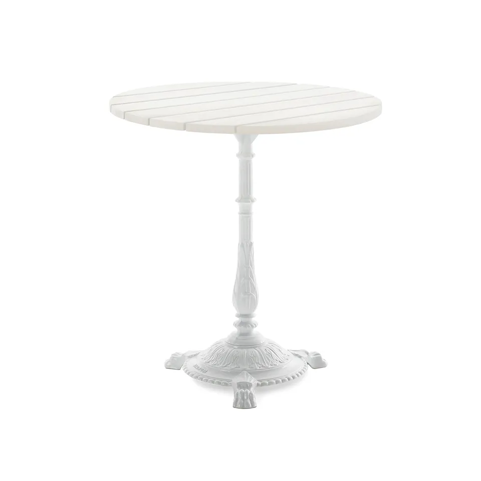 Table Classic Ø 70 White Lacquered Pine Wood/White Lacquered Aluminium