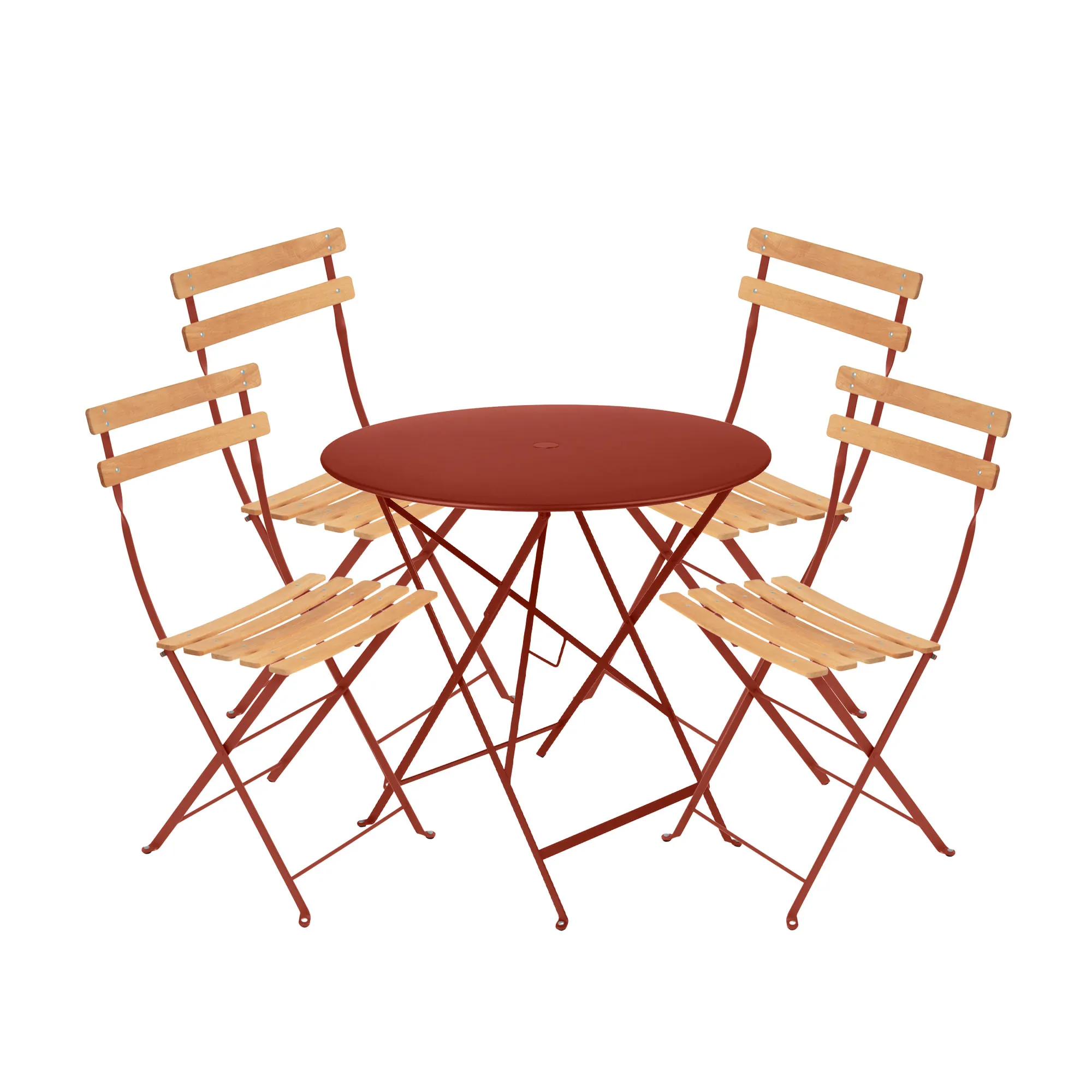 Bistro dining set table 77cm & 4 wood chairs - 1