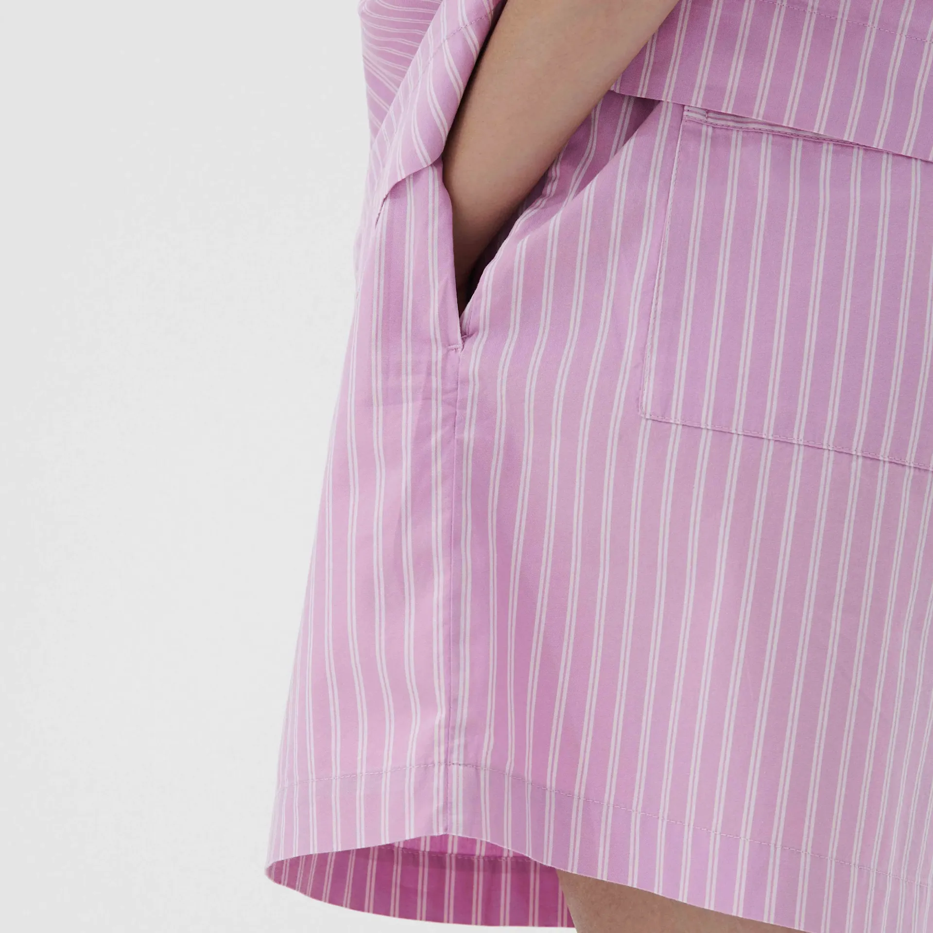 Poplin Pyjamas Shorts Purple Pink Stripes - TEKLA - NO GA