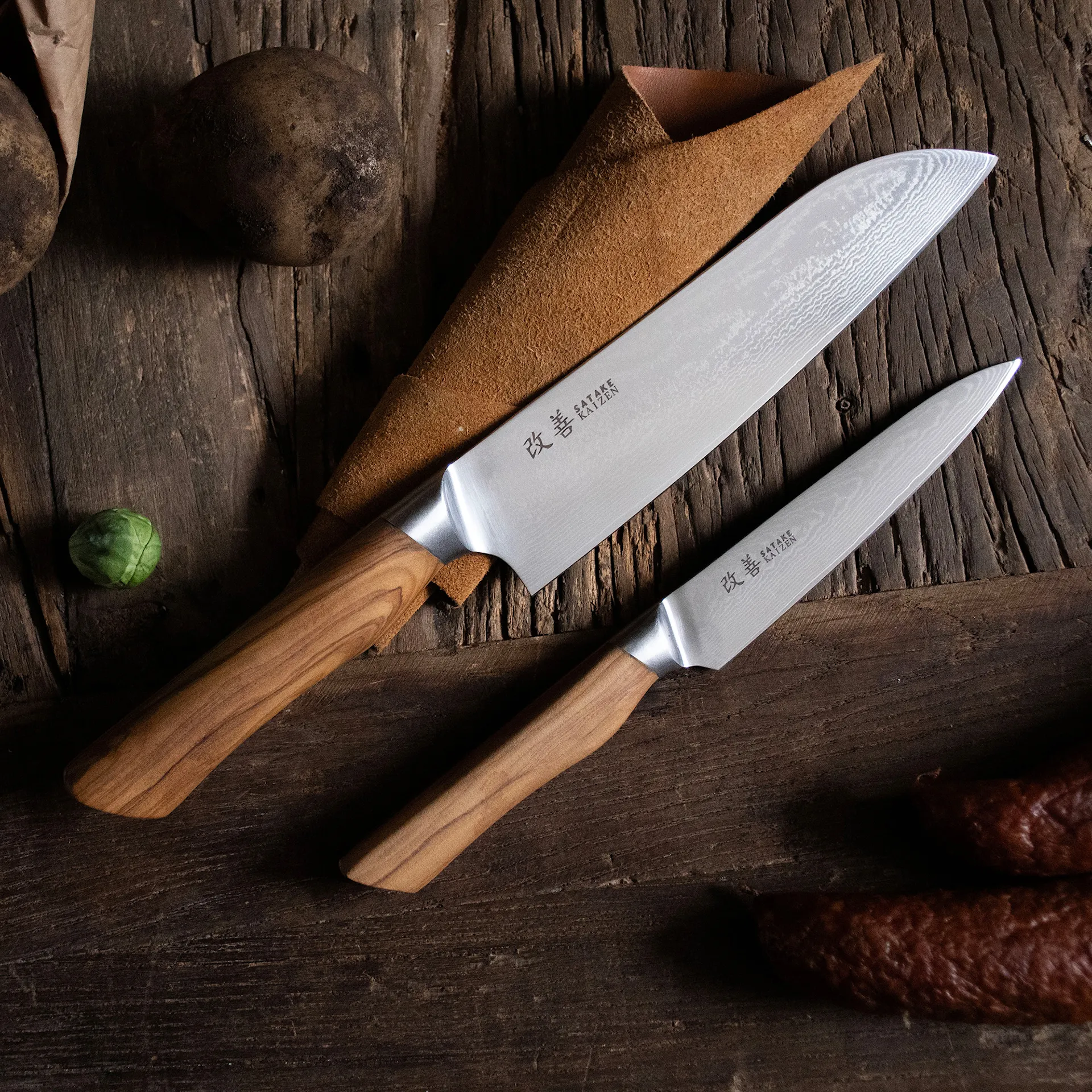 Kaizen Knivsæt 2 stk - Santoku & Petty - Satake - NO GA