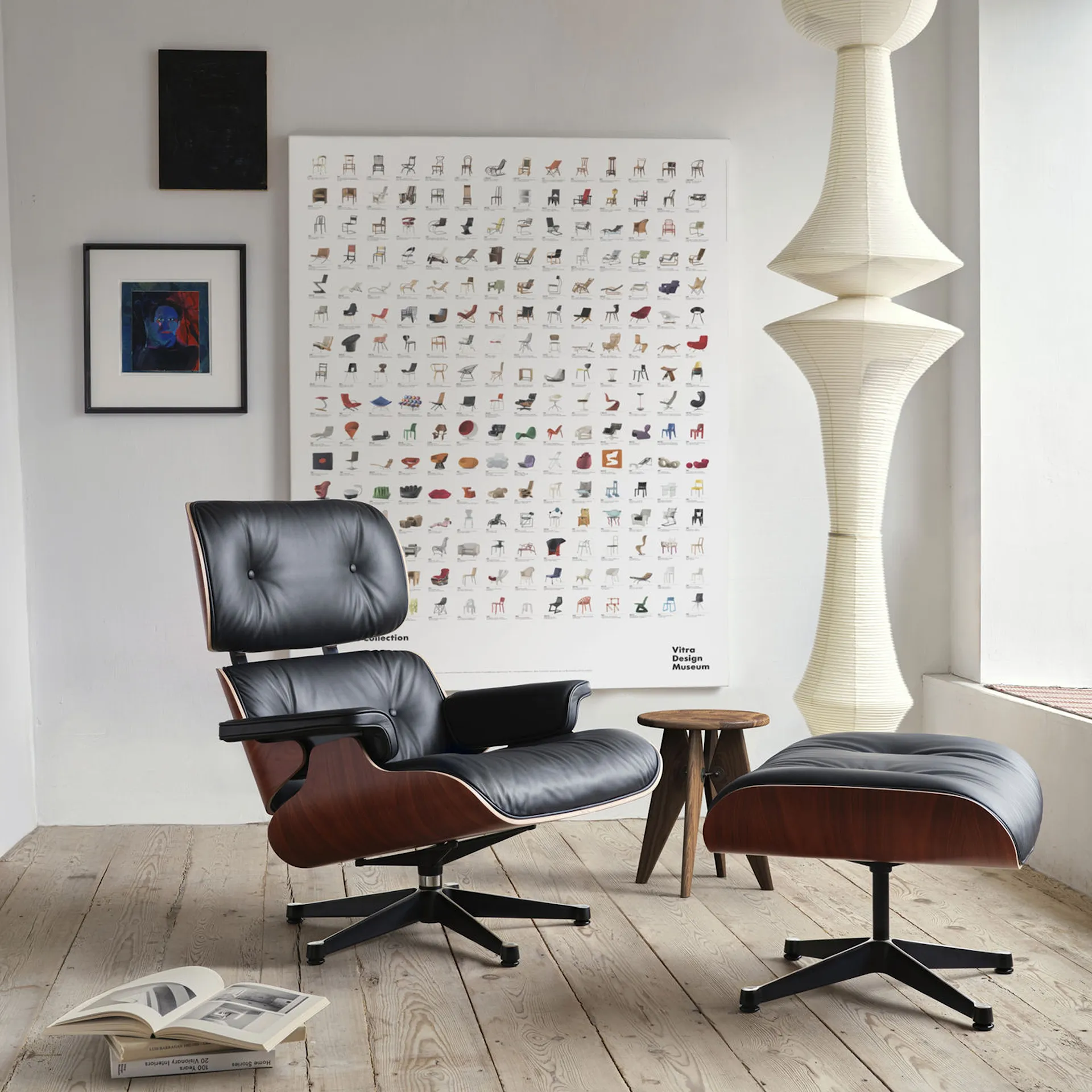 Eames Lounge Chair & Ottoman Black Stained Walnut Black/Polished Base - Vitra - Charles & Ray Eames - NO GA