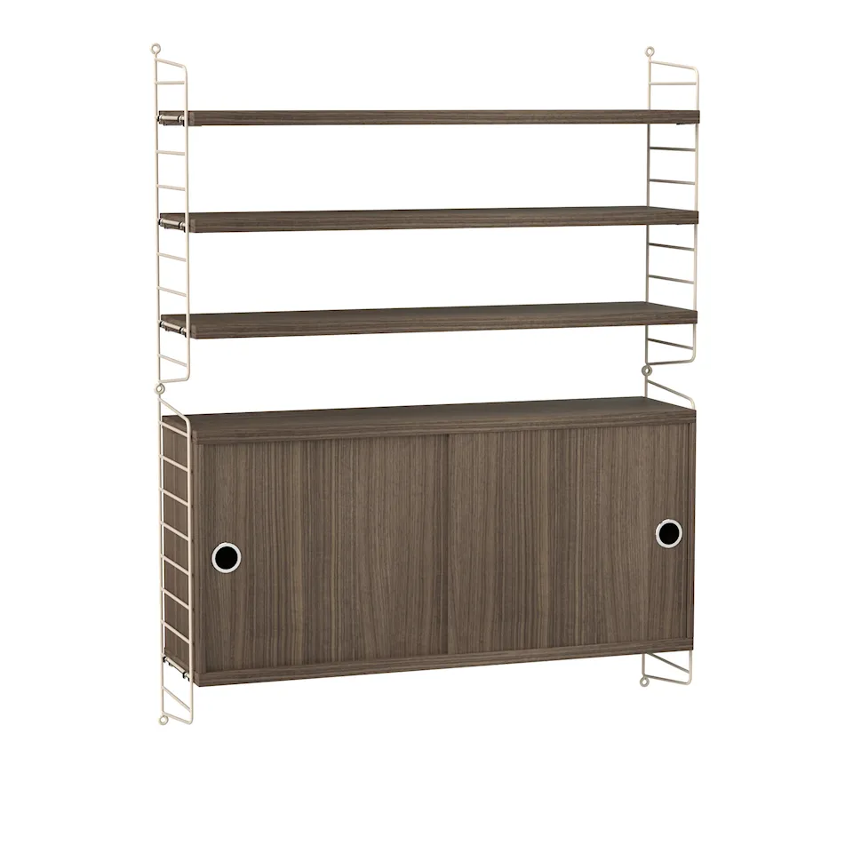 Living room shelving system I walnut/beige
