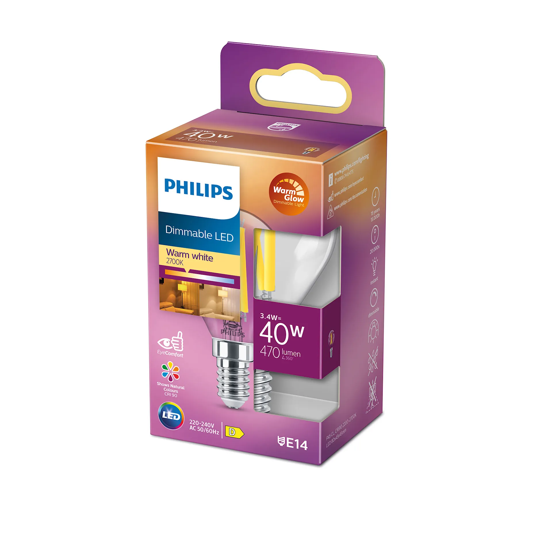 LED Classic Globe 3,4W E14 - Philips - NO GA