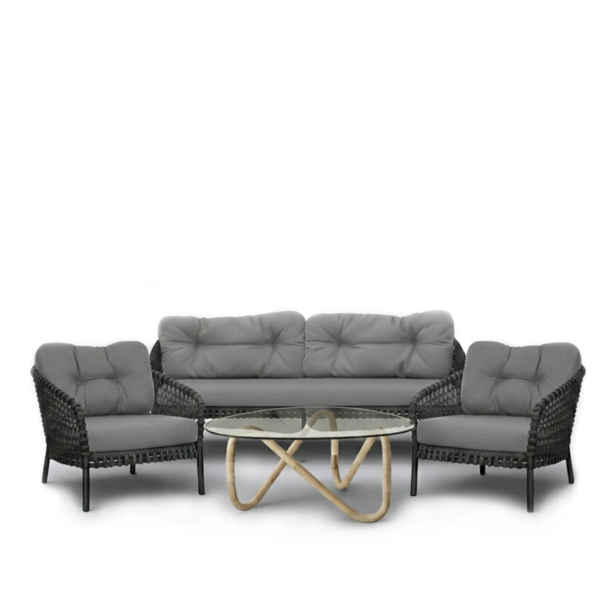 Ocean 3-seater sofa, Ocean large lounge chair 2 pcs & Wave coffee table - 1