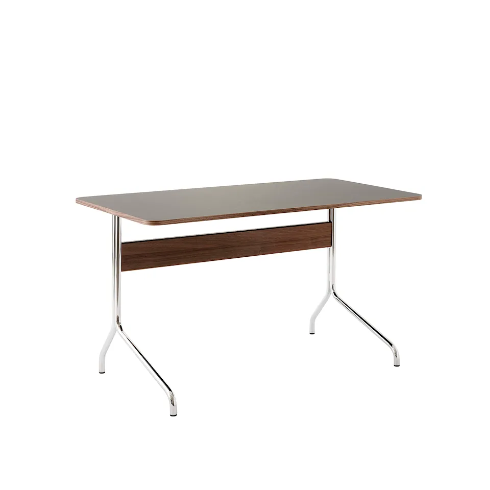 Pavilion Desk AV16, 130x65 cm, Linoleum Iron 4178/Walnut/Chrome Legs