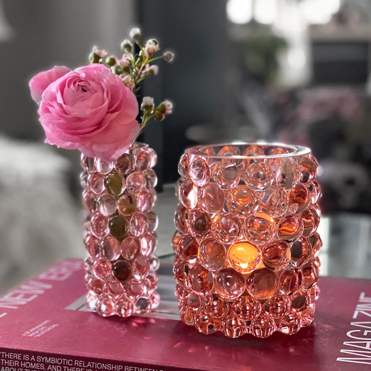 Hurricane Lamp Boule Large Rosé